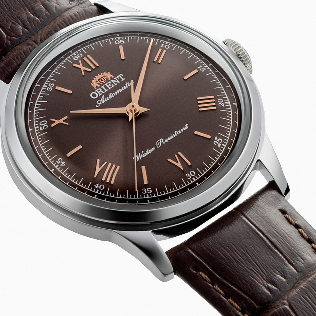 オリエント バンビーノ 38 3針モデル RN-BB0004Y メンズ 機械式 自動巻き ブラウンダイヤル 革ベルト