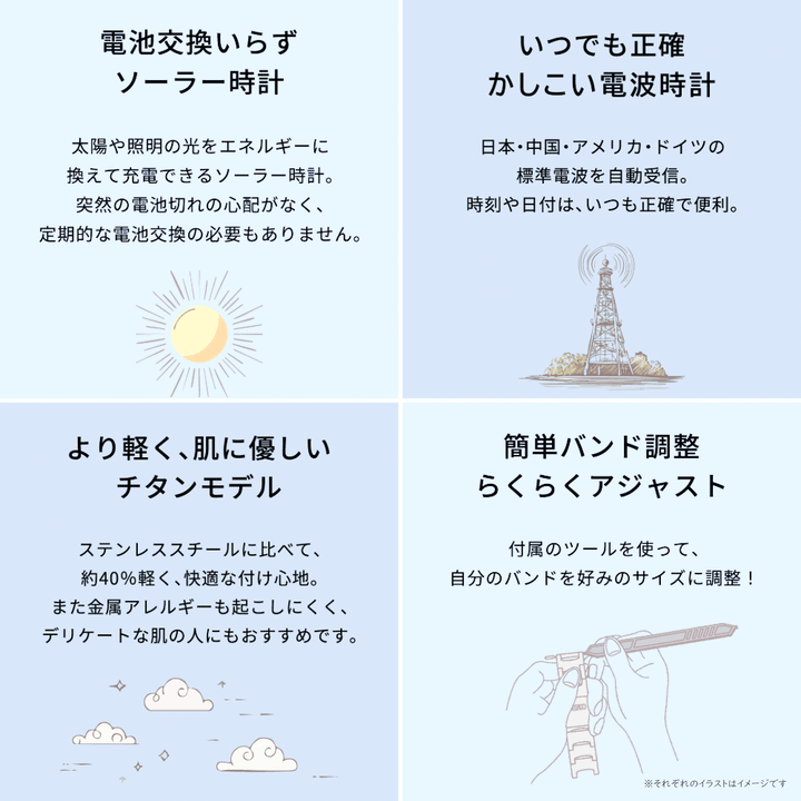 SEIKO ソーラー電波時計 チタンで軽い らくらくアジャスト