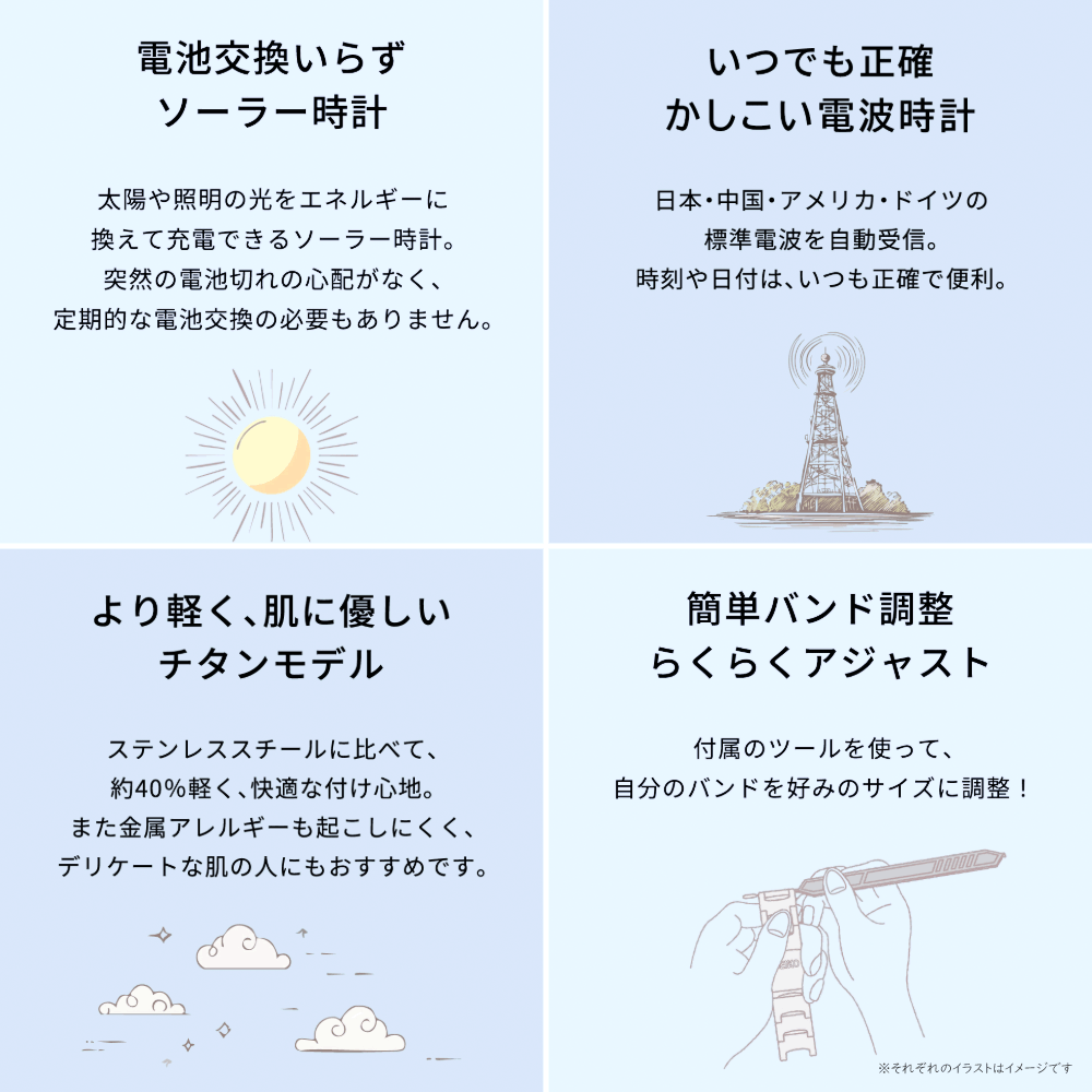 【未使用級・コマ箱付】セイコー ルキア　ソーラー 青針　チタン 極軽　シルバー 未使用級・コマ箱付】セイコー ルキア ソーラー 青針 チタン 極