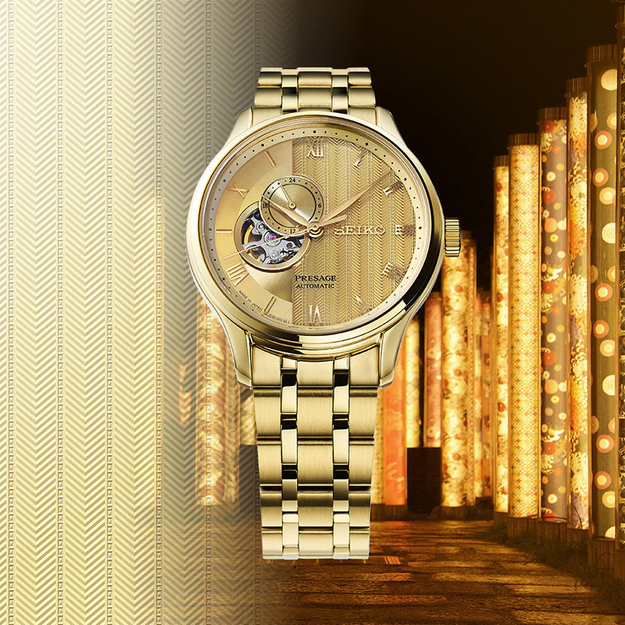 セイコー プレザージュ ジャパニーズガーデン 砂紋 京都 豪華絢爛 SARY264 メンズ メカニカル 自動巻き オープンハート ゴールド