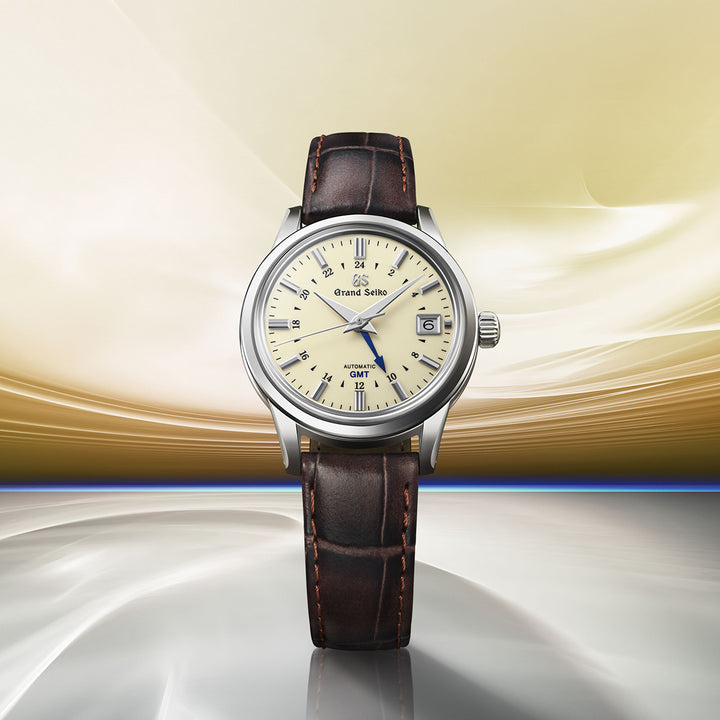 グランドセイコー メカニカル 9S GMT メンズ SBGM221 アイボリー 革ベルト クロコダイル