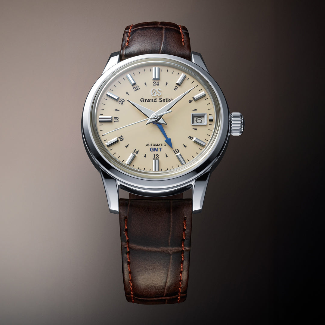 グランドセイコー メカニカル 9S GMT メンズ SBGM221 アイボリー 革ベルト クロコダイル