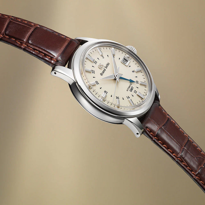 グランドセイコー メカニカル 9S GMT メンズ SBGM221 アイボリー 革ベルト クロコダイル