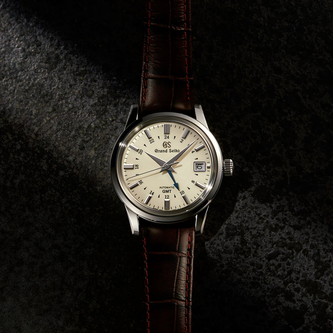 グランドセイコー メカニカル 9S GMT メンズ SBGM221 アイボリー 革ベルト クロコダイル