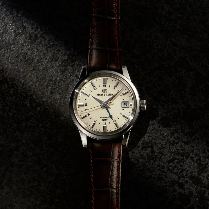 グランドセイコー メカニカル 9S GMT メンズ SBGM221 アイボリー 革ベルト クロコダイル