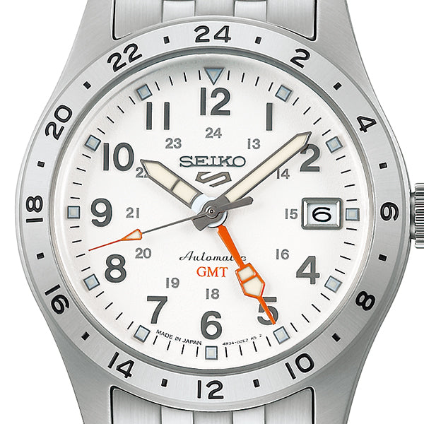 セイコー5 スポーツ フィールド GMT スポーツスタイル SBSC009 メンズ 腕時計 メカニカル 自動巻き ホワイトダイヤル メタルバンド 日本製