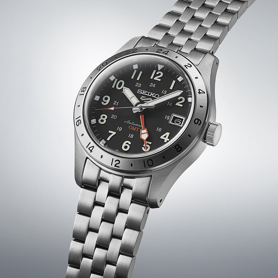 セイコー5 スポーツ フィールド GMT スポーツスタイル SBSC011 メンズ 腕時計 メカニカル 自動巻き ブラックダイヤル メタルバンド 日本製