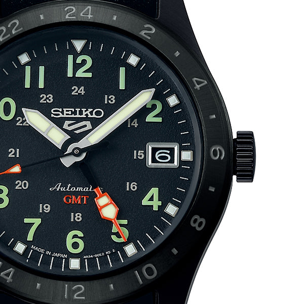 セイコー5 スポーツ フィールド GMT スポーツスタイル SBSC013 メンズ 腕時計 メカニカル 自動巻き 革ベルト ブラック 日本製