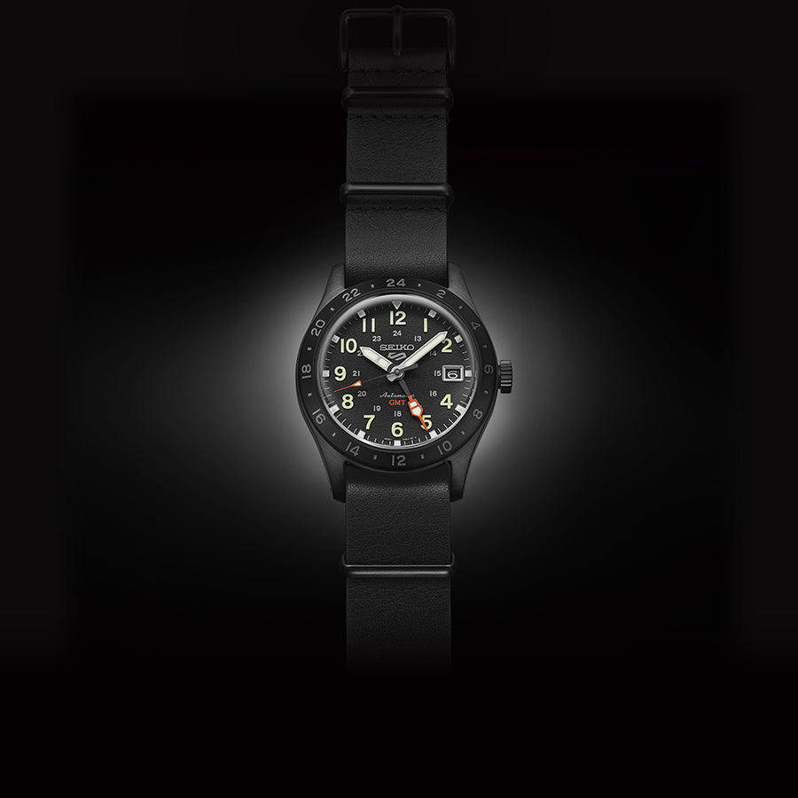 セイコー5 スポーツ フィールド GMT スポーツスタイル SBSC013 メンズ 腕時計 メカニカル 自動巻き 革ベルト ブラック 日本製