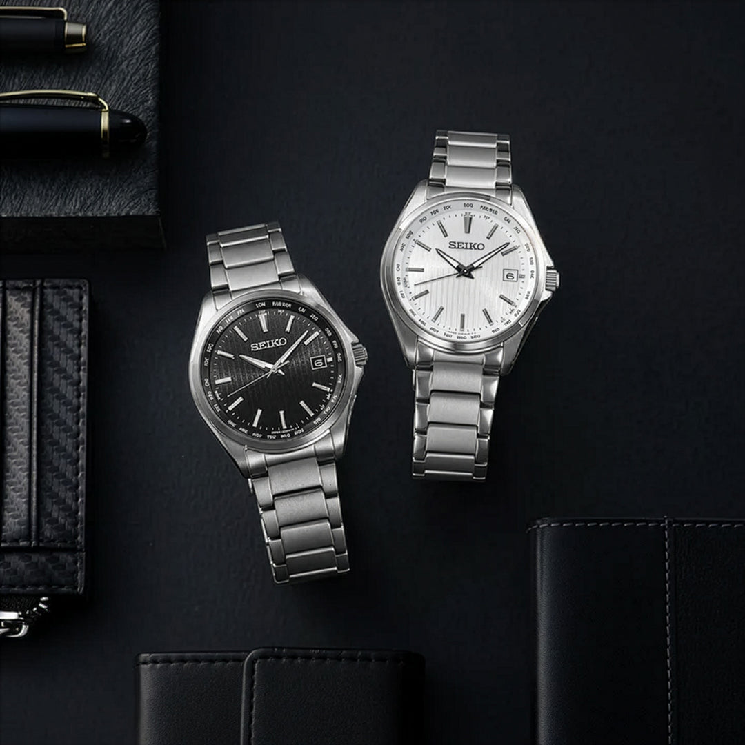 セイコー セレクション メンズ ソーラー電波 ワールドタイム SBTM291 日付カレンダー ブラック