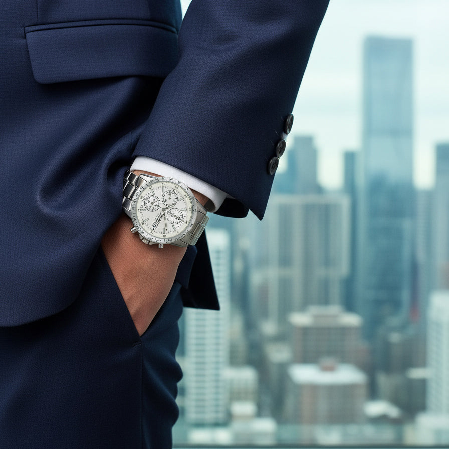 セイコー セレクション スピリット SBTQ039 メンズ 電池式 クオーツ クロノグラフ 縦目 ホワイトダイヤル