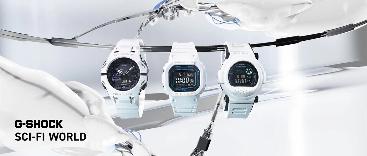 G-SHOCK Sci-Fi World スクエア DW-B5600SF-7JF メンズ 電池式 デジタル ホワイト 反転液晶