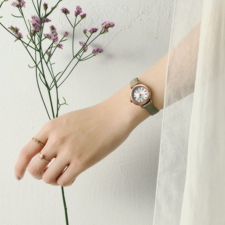 カシオ シーン 電波ソーラーモデル アラビアインデックス SHW-5300CGL-7AJF レディース 3針 革ベルト トープ