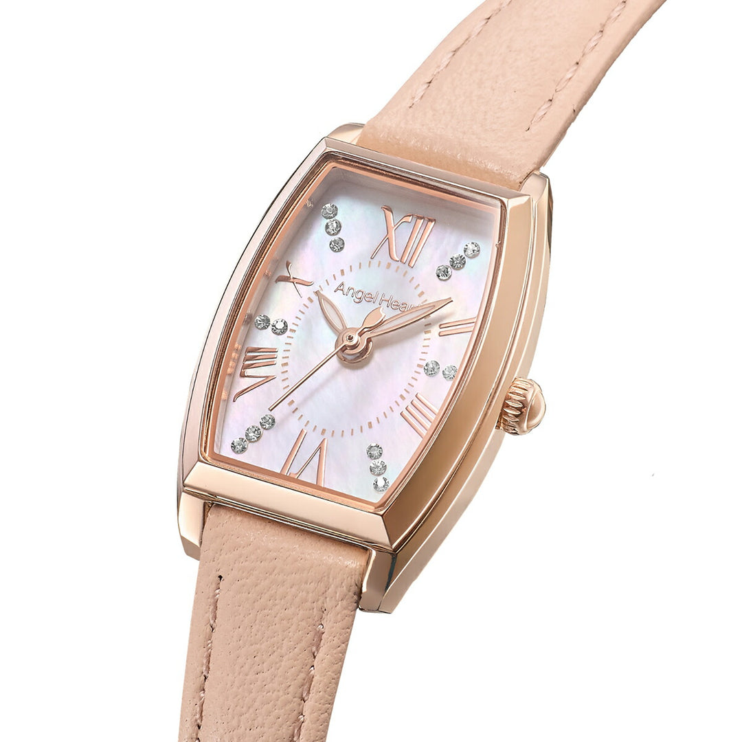 エンジェルハート サクラタイム 日本製モデル SKR19P-PK-J レディース 腕時計 ソーラー トノー ホワイトパールダイヤル ピンク 革ベルト