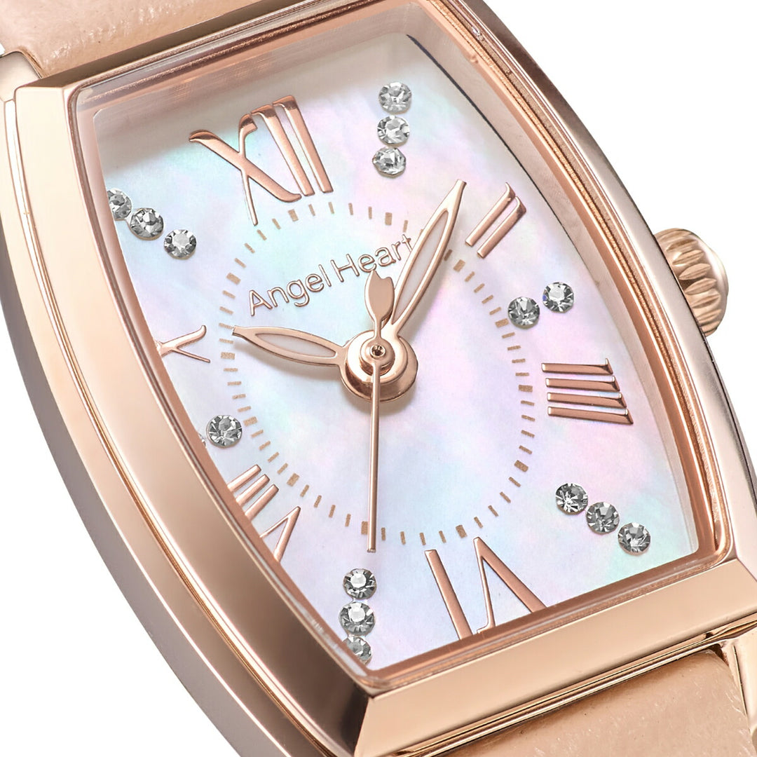 エンジェルハート サクラタイム 日本製モデル SKR19P-PK-J レディース 腕時計 ソーラー トノー ホワイトパールダイヤル ピンク 革ベルト