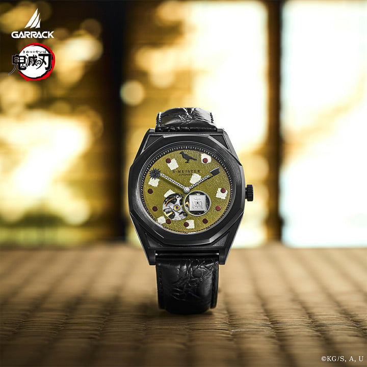 ギャラック S-MEISTER 鬼滅の刃 コラボレーションモデル 悲鳴嶼行冥 SMS-41-KY-HG メンズ 機械式 自動巻き オープンハート ブラック 革ベルト グッズ