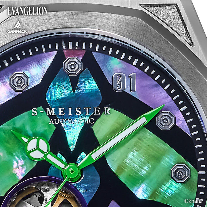 ギャラック S-MEISTER エヴァンゲリオン コラボレーションモデル 初号機 SMS-EVA-41-1 メンズ 機械式 自動巻き オープンハート 革ベルト 日本製
