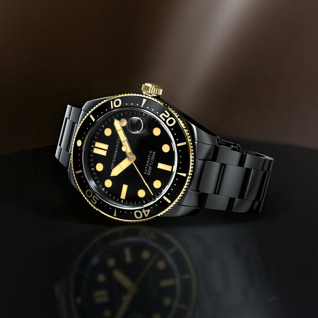 スピニカー クロフト ブラック&ゴールド コレクション SP-5100-33 メンズ 機械式 自動巻き