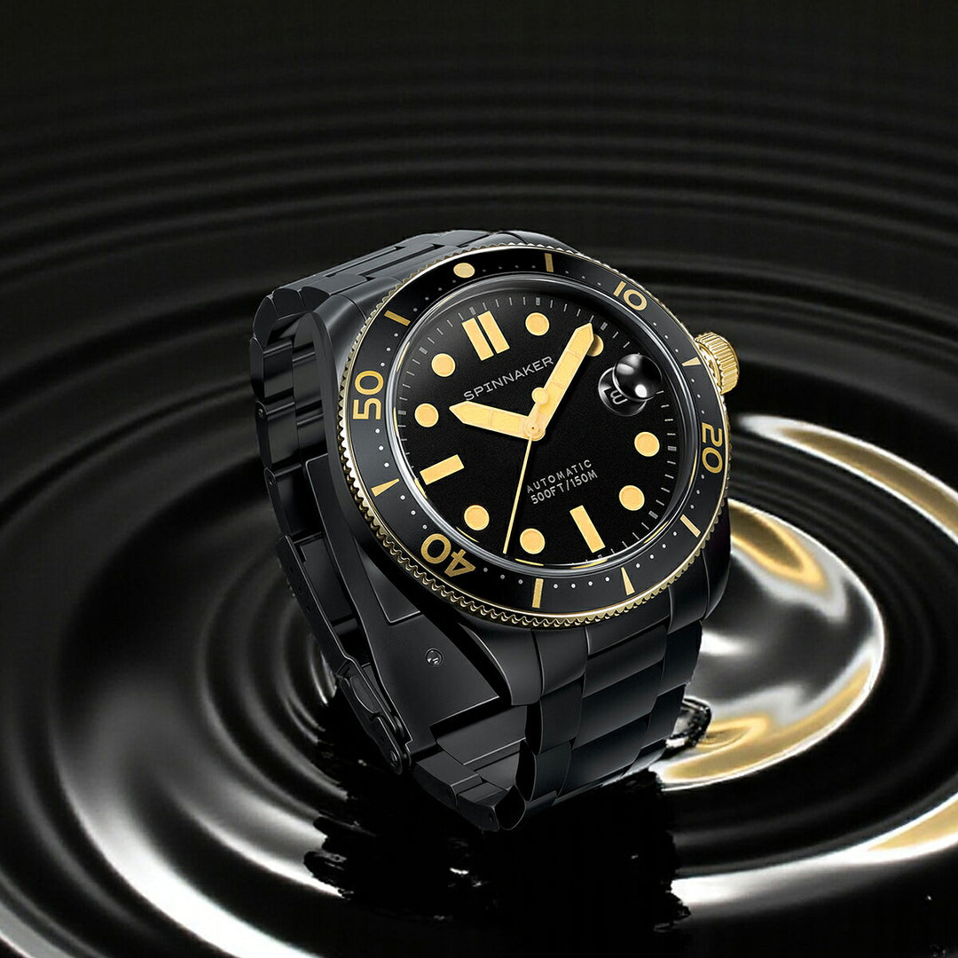 スピニカー クロフト ブラック&ゴールド コレクション SP-5100-33 メンズ 機械式 自動巻き