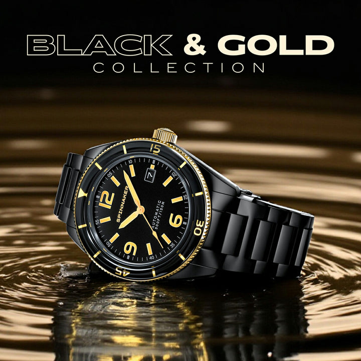 スピニカー クロフト ブラック&ゴールド コレクション SP-5100-33 メンズ 機械式 自動巻き