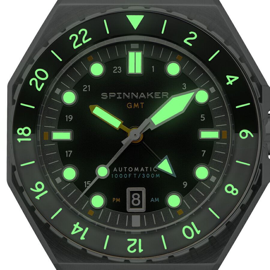 スピニカー DUMAS デュマ GMT SP-5119-11 メンズ 機械式 自動巻き 30気圧防水 蓄光 ブラックダイヤル 替えバント付き