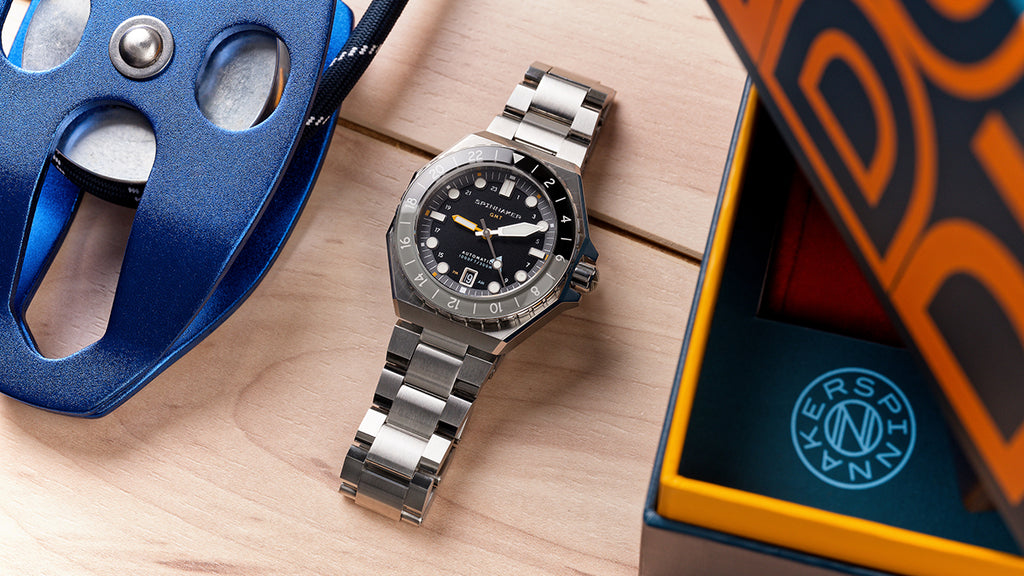 スピニカー DUMAS デュマ GMT SP-5119-11 メンズ 機械式 自動巻き 30気圧防水 蓄光 ブラックダイヤル 替えバント付き