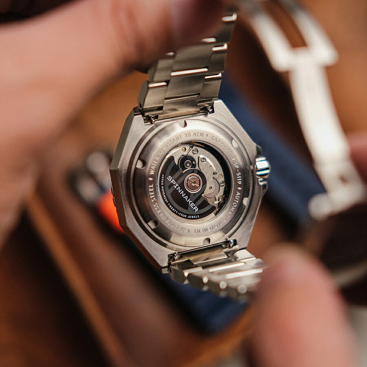 スピニカー DUMAS デュマ GMT SP-5119-22 メンズ 機械式 自動巻き 30気圧防水 蓄光 ネイビーダイヤル 替えバント付き