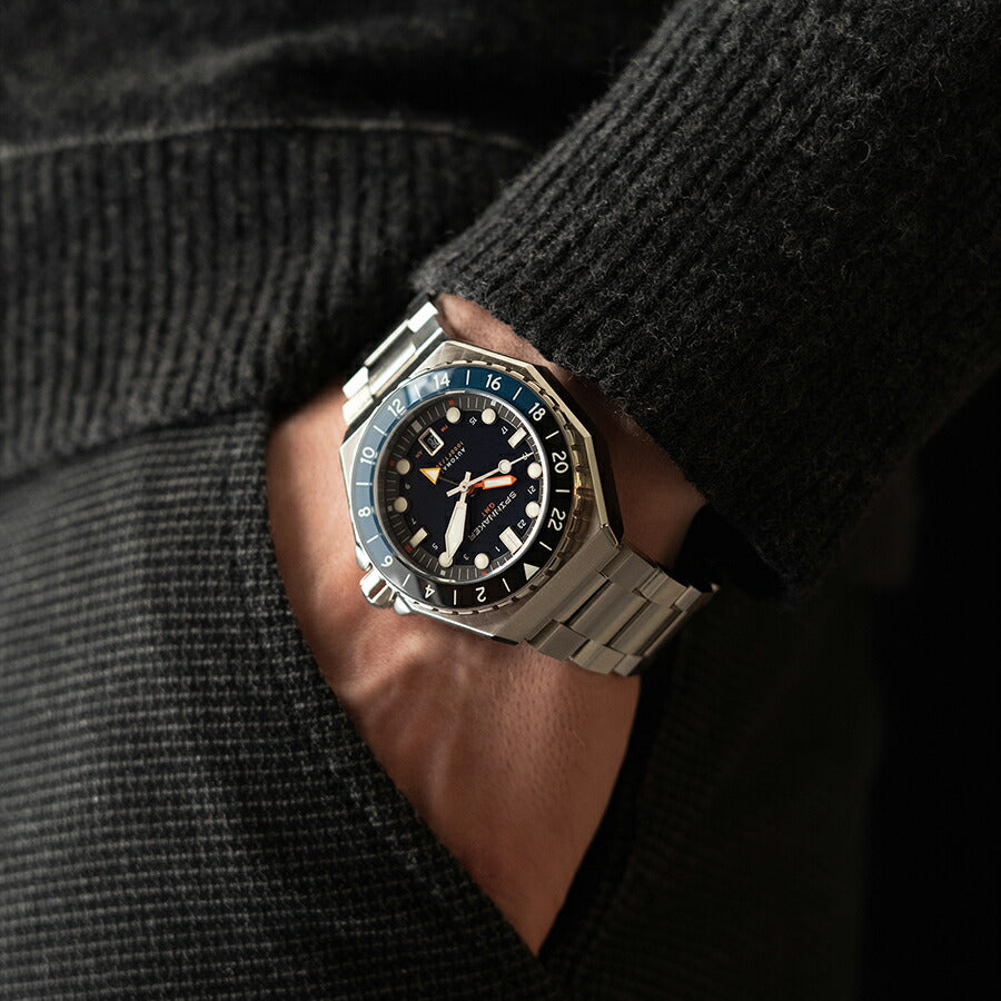 スピニカー DUMAS デュマ GMT SP-5119-22 メンズ 機械式 自動巻き 30気圧防水 蓄光 ネイビーダイヤル 替えバント付き