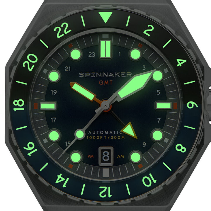 スピニカー DUMAS デュマ GMT SP-5119-22 メンズ 機械式 自動巻き 30気圧防水 蓄光 ネイビーダイヤル 替えバント付き
