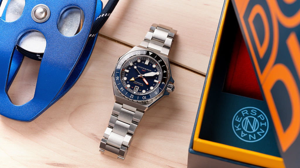 スピニカー DUMAS デュマ GMT SP-5119-22 メンズ 機械式 自動巻き 30気圧防水 蓄光 ネイビーダイヤル 替えバント付き