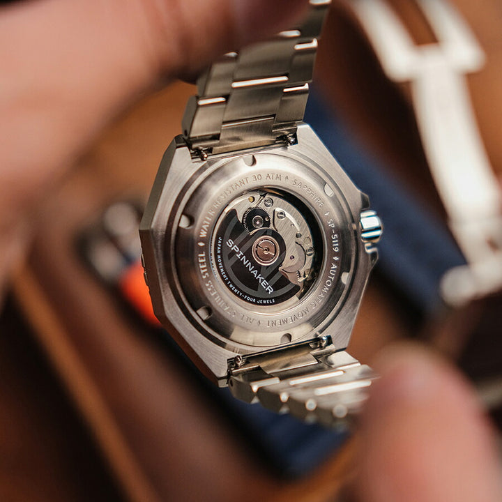 スピニカー DUMAS デュマ GMT SP-5119-33 メンズ 機械式 自動巻き 30気圧防水 蓄光 ブラック グリーン 替えバント付き