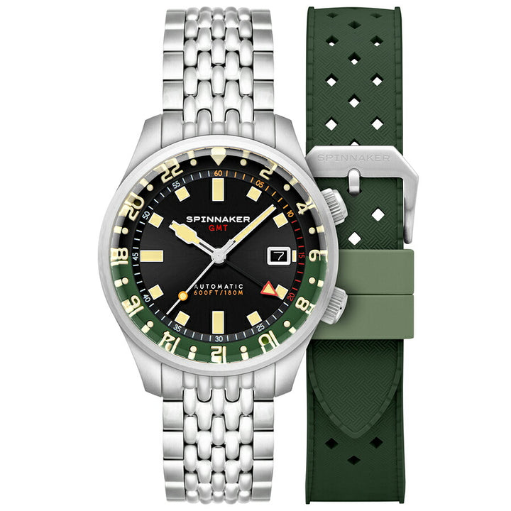 スピニカー ブラッドナー GMT オートマチック SP-5121-44 メンズ メカニカル 自動巻 ブラックダイヤル 替えバンド付き