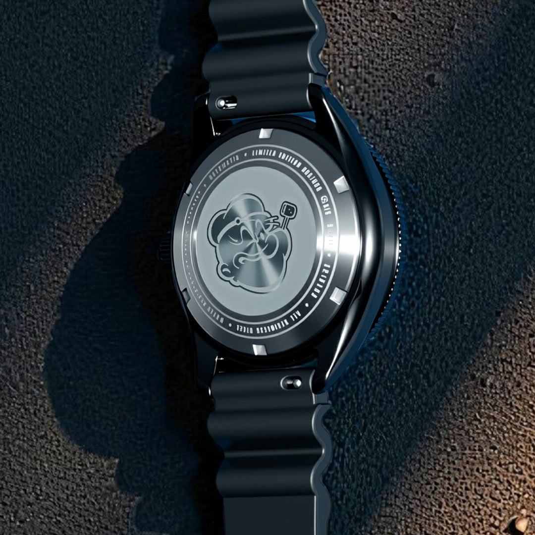 スピニカー チャレンジャー ポパイ コラボレーション 限定モデル アンカーアームズ SP-5163-03 メンズ メカニカル 自動巻 蓄光 ブラック 樹脂バンド