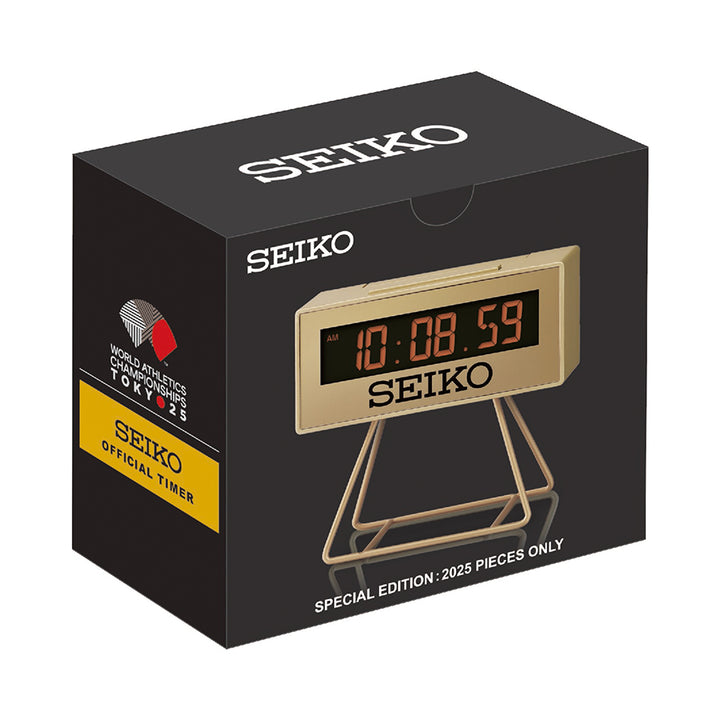セイコー ミニスポーツタイマークロック 東京2025世界陸上 限定モデル SQ823G クオーツ 電池式 デジタル 目覚まし時計 ゴールド 反転液晶