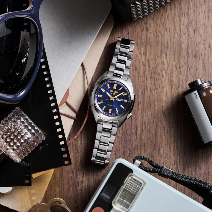 セイコー 5スポーツ SNXSシリーズ スモールサイズ へびたまケース SRRA009 レディース 自動巻 ネイビーダイヤル 日本製