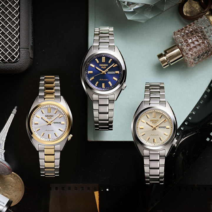 セイコー 5スポーツ SNXSシリーズ スモールサイズ へびたまケース SRRA012 レディース 自動巻 ホワイトゴールドダイヤル 日本製