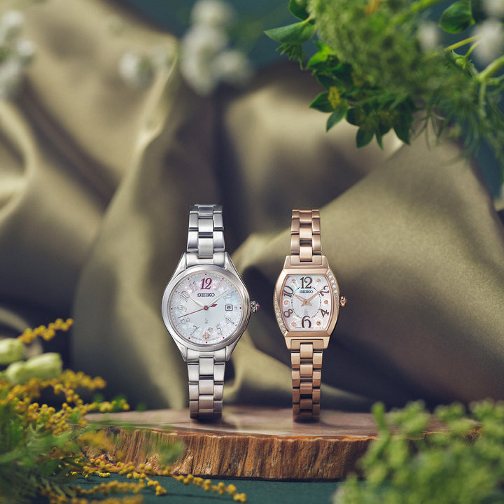 セイコー ルキア LUKIA Grow フラワーガーデン SSQW091 レディース 腕時計 ソーラー電波 チタン 白蝶貝ダイヤル 日本製