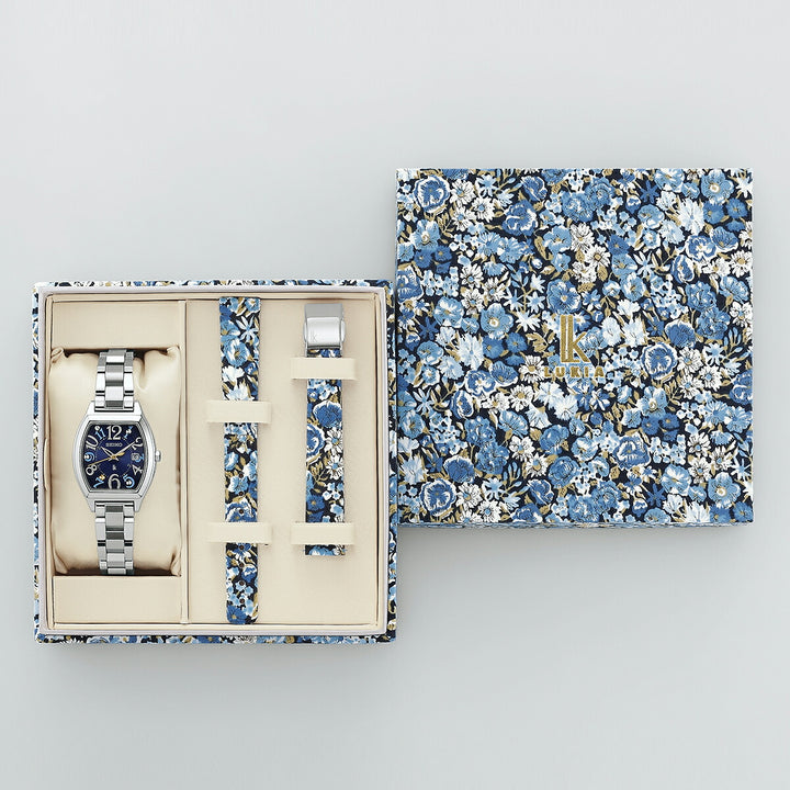 セイコー ルキア リバティー ファブリック 限定モデル チャイブ SSQW103 レディース ソーラー電波 トノー チタン