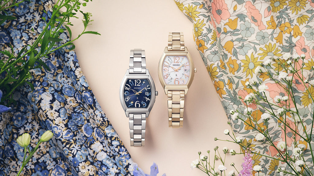 セイコー ルキア リバティー ファブリック 限定モデル ポピー・アンド・デイジー SSQW104 レディース ソーラー電波 トノー チタン