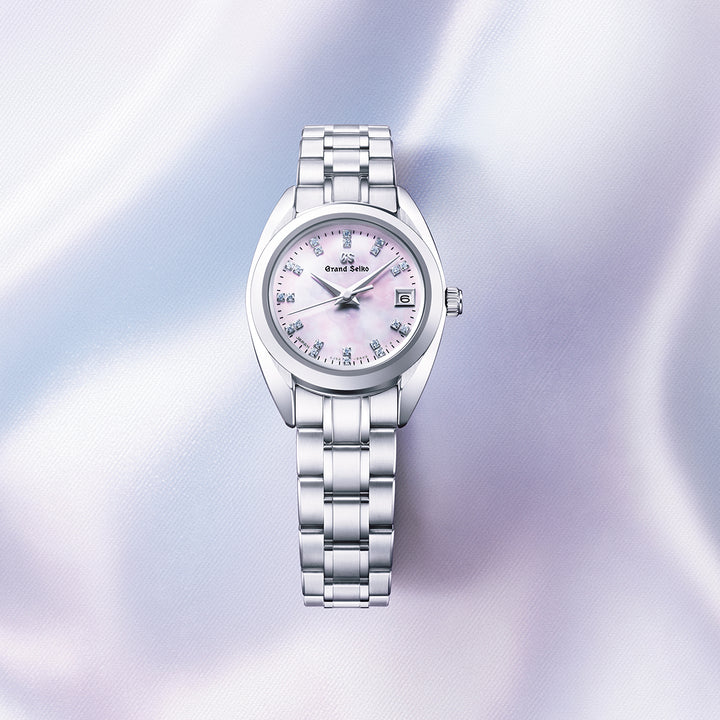 グランドセイコー クオーツ レディース STGF277 ピンク メタルベルト 白蝶貝 ダイヤモンド カレンダー