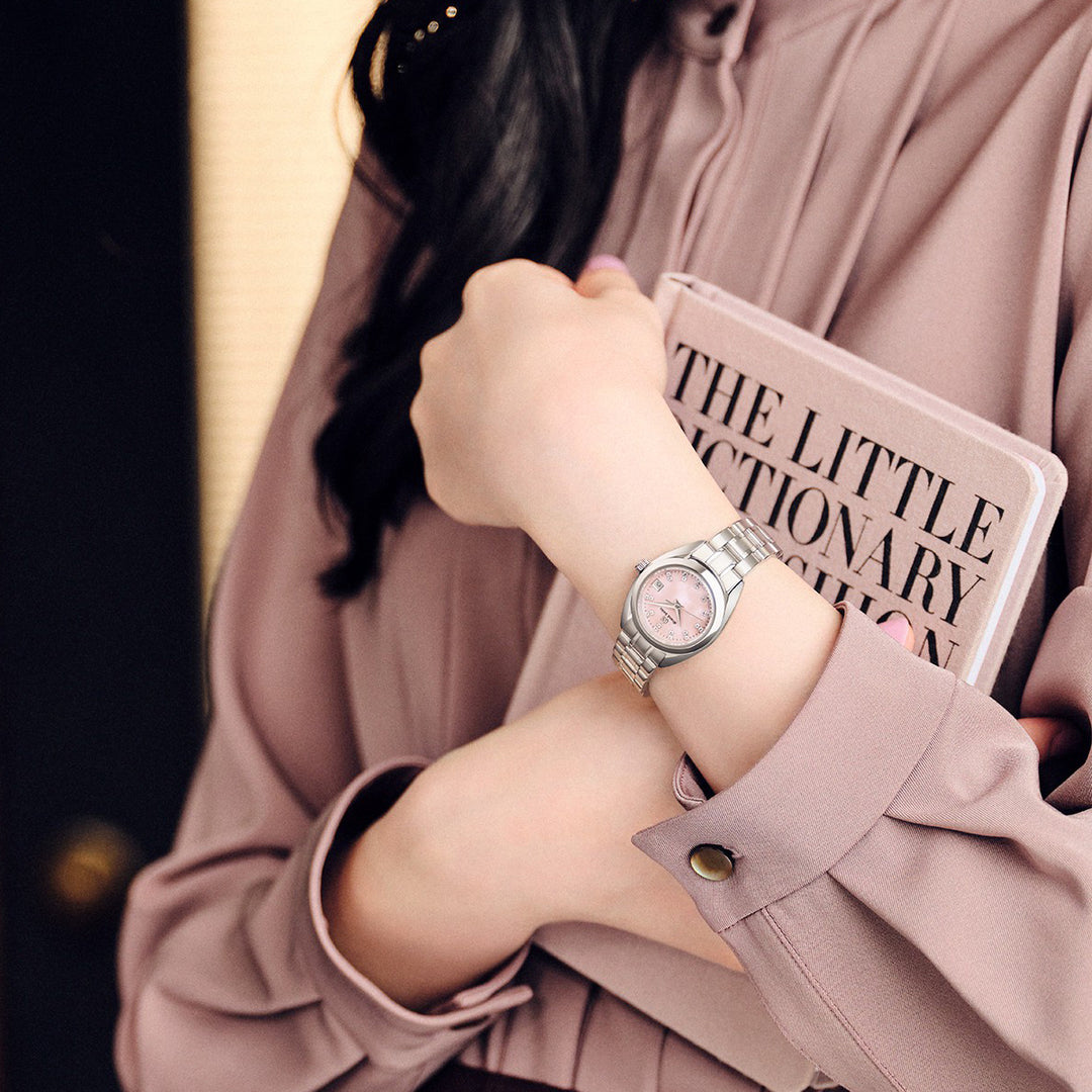 グランドセイコー クオーツ レディース STGF277 ピンク メタルベルト 白蝶貝 ダイヤモンド カレンダー