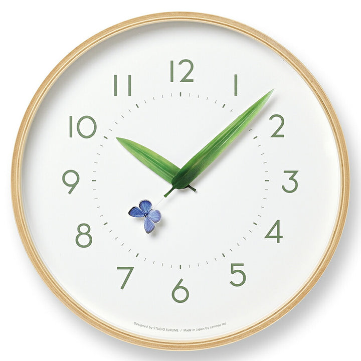 タカタレムノス 掛け時計 プレイン とまり木の時計 ルリシジミ クオーツ 電池式 プライウッド STUDIO SURUME SUR18-16RURI
