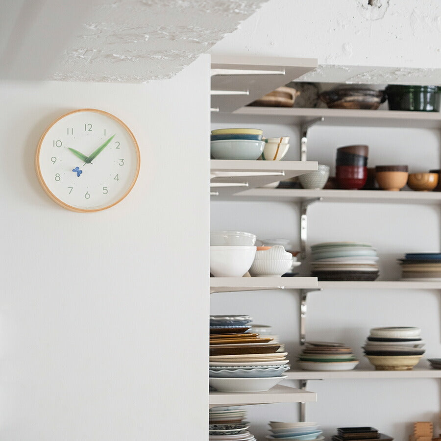 タカタレムノス 掛け時計 プレイン とまり木の時計 ルリシジミ クオーツ 電池式 プライウッド STUDIO SURUME SUR18-16RURI