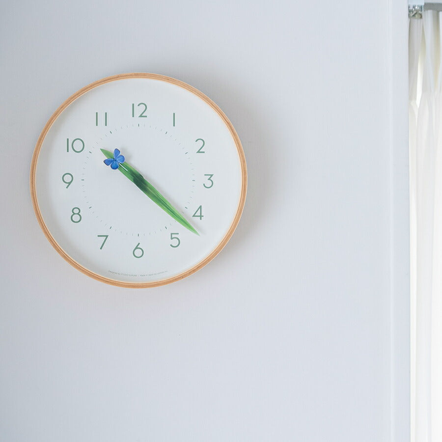 タカタレムノス 掛け時計 プレイン とまり木の時計 ルリシジミ クオーツ 電池式 プライウッド STUDIO SURUME SUR18-16RURI
