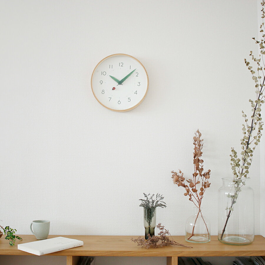 ねむの木掛け時計 タカタレムノス 掛け時計 プレイン とまり木の時計 てんとう虫