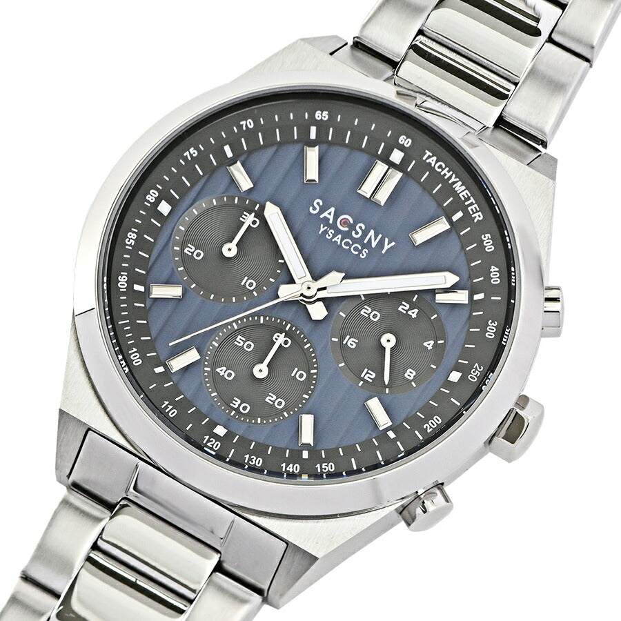 サクスニーイザック クオーツ クロノグラフ SY15211-BL メンズ 電池式