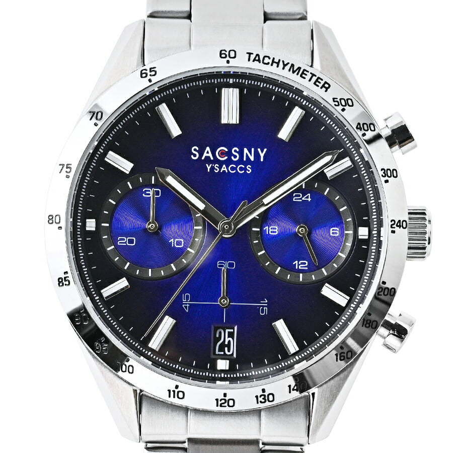 サクスニーイザック クオーツ クロノグラフ SY15219-BL1 メンズ 電池式 ブルーダイヤル メタルバンド