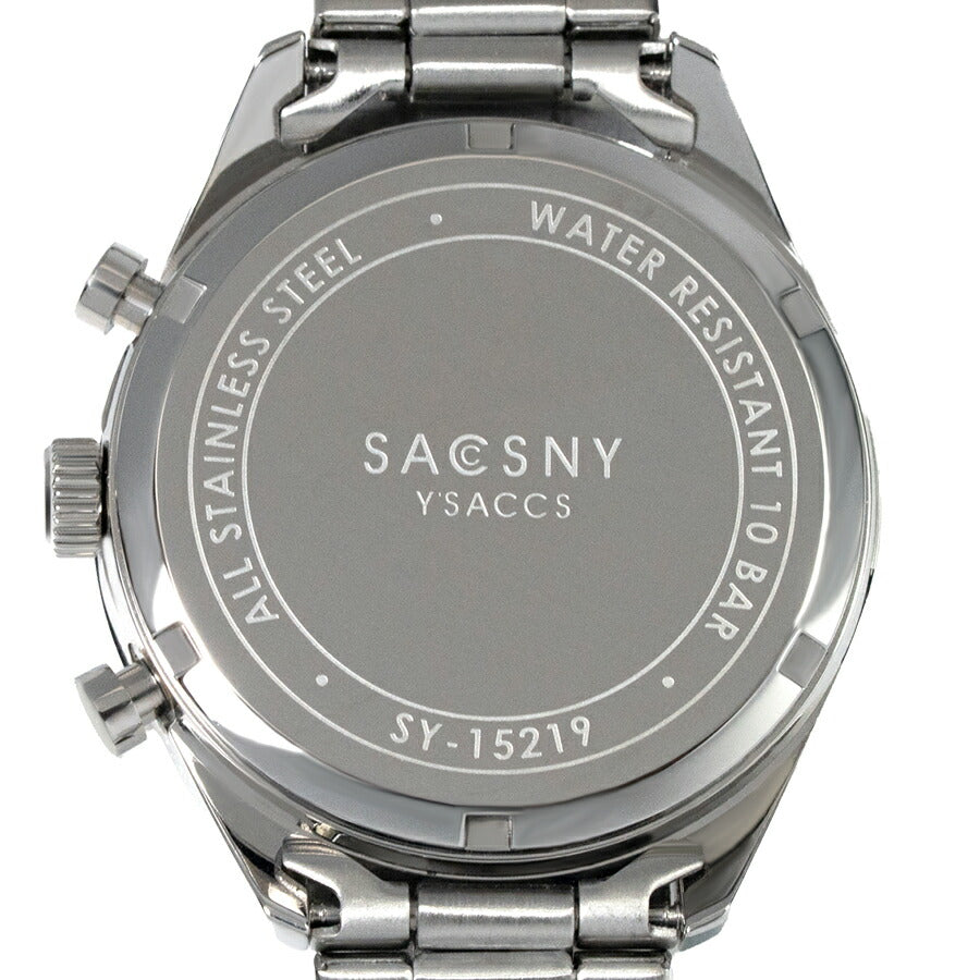 サクスニーイザック クオーツ クロノグラフ SY15219-WH メンズ 電池式 ホワイトダイヤル メタルバンド