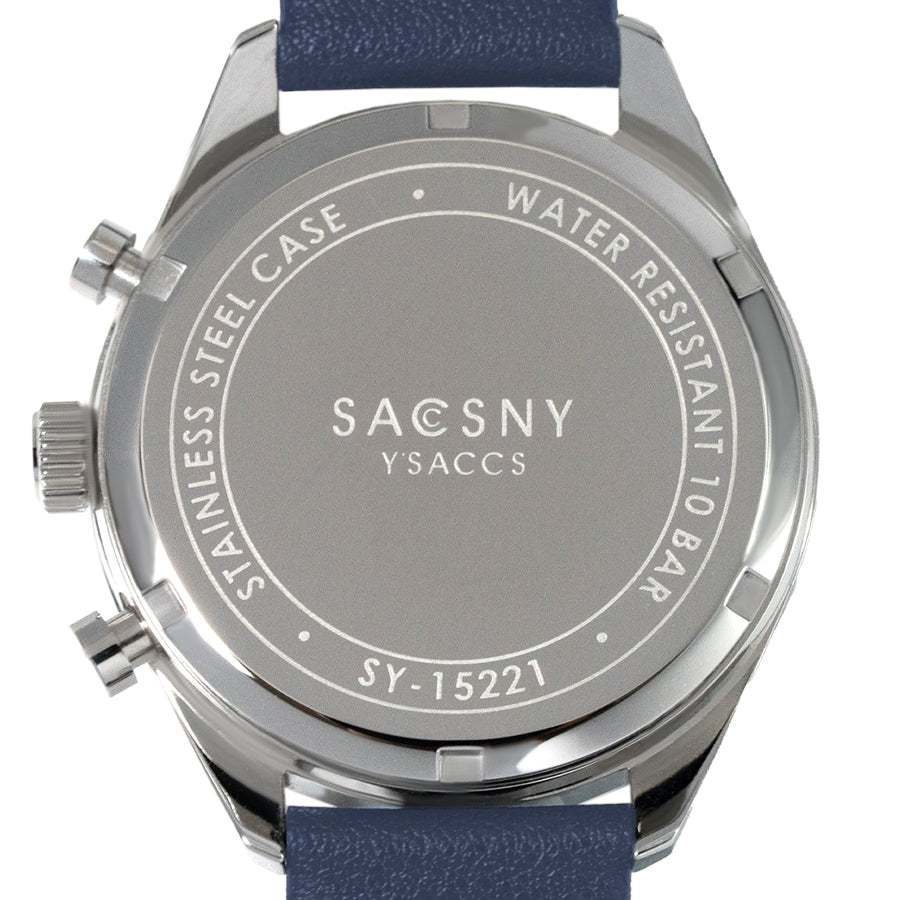 サクスニーイザック クオーツ クロノグラフ SY15221-BL2 メンズ 電池式 ブルーダイヤル 革ベルト