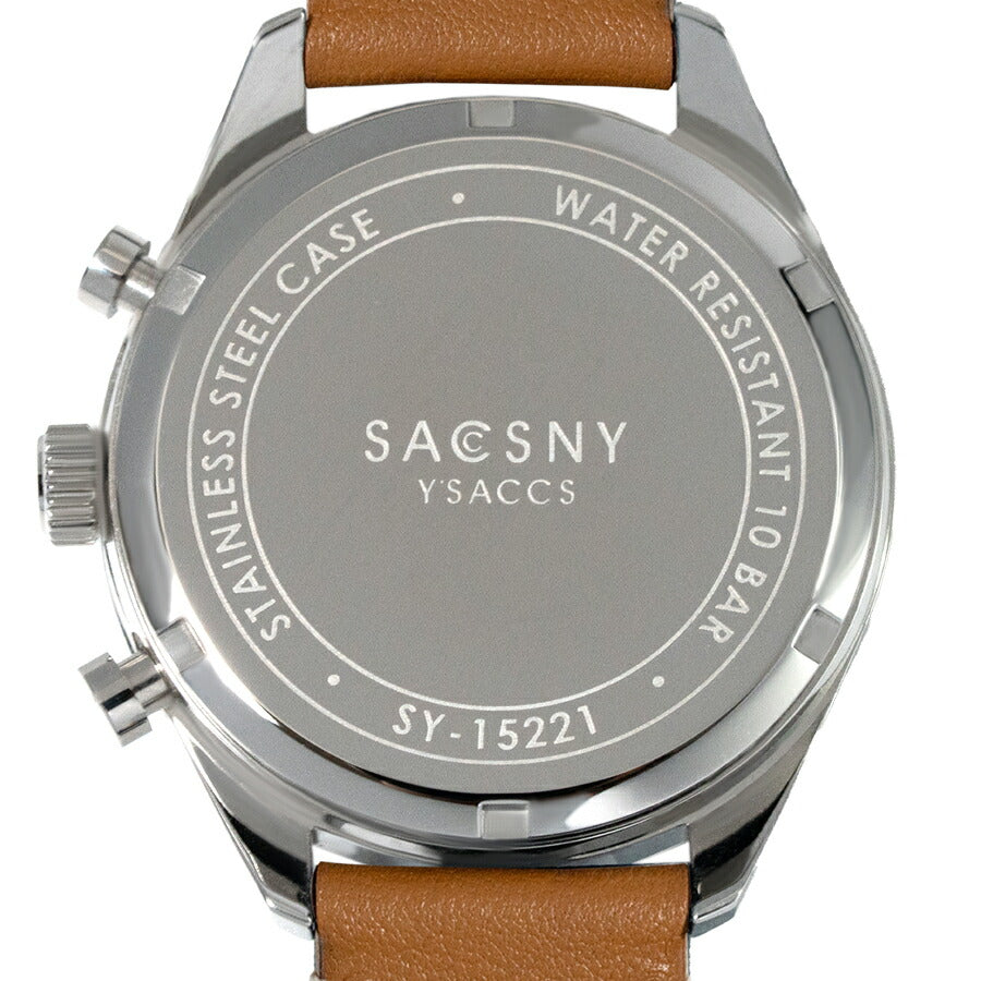 サクスニーイザック クオーツ クロノグラフ SY15221-BL3 メンズ 電池式 ブルーダイヤル ブラウン 革ベルト